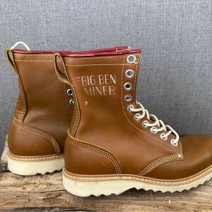 Big Ben Miner Goodyear Welted Vintage Tan Leather Boots Made in Canada 1960’s